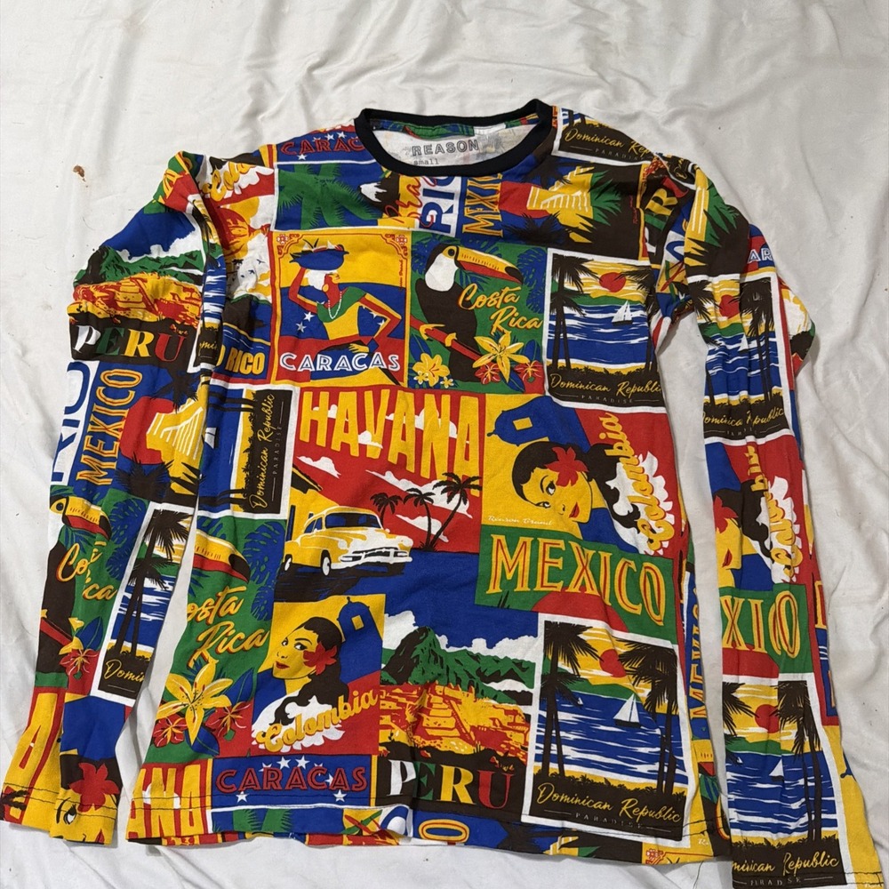 Reason Clothing Mens T-Shirt Size S Latin America Nations All Over Print